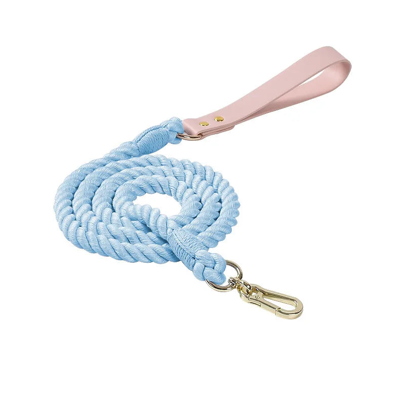 Wholesale Handmade Woven Colorful Pet Dog Leash Set Leather Dog Collar Supplies Cross-Border