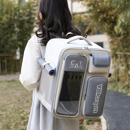 Cat bag, double shoulder, universal in all seasons, anti-stress portable breathable pet bag, portable when going out in summer