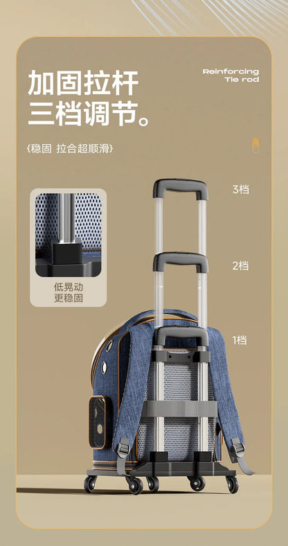 Pet trolley case cat bag going out portable dog going out box large capacity double shoulder pet space capsule cat backpack