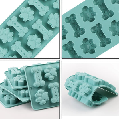 1Pcs Silicone Mold for Dog Biscuits Pink/Blue/Gray Dog Bone Paw Cookie Mold for Dog Treats Ice Cubes Chocolate And Cake Candy