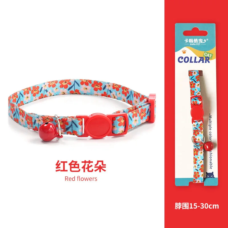 Cat Collar, Kitten Woven Necklace, Neck Collar with Bell, Anti-Choking, Adjustable, Comfortable, Safety Buckle, Pet Accessory