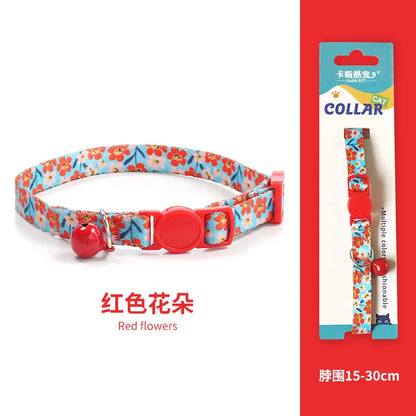 Cat Collar, Kitten Woven Necklace, Neck Collar with Bell, Anti-Choking, Adjustable, Comfortable, Safety Buckle, Pet Accessory