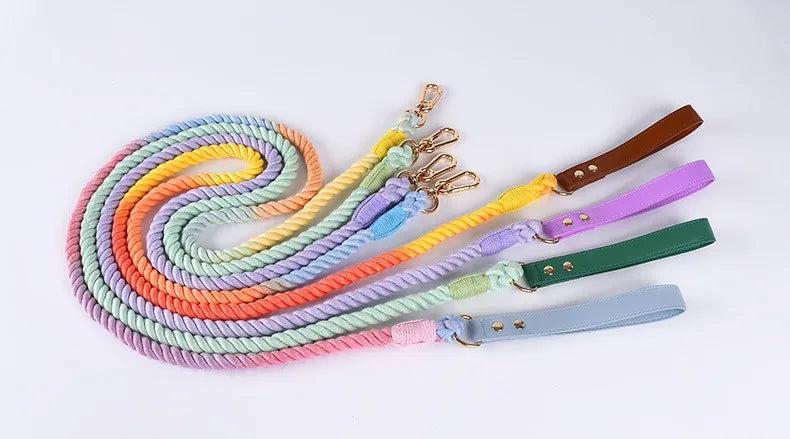 Loudik Woven Cotton Rope Pet Dog Traction Rope Collar Set Dog Rope Medium and Large Dog Pet Supplies Outgoing Puppy Accessories