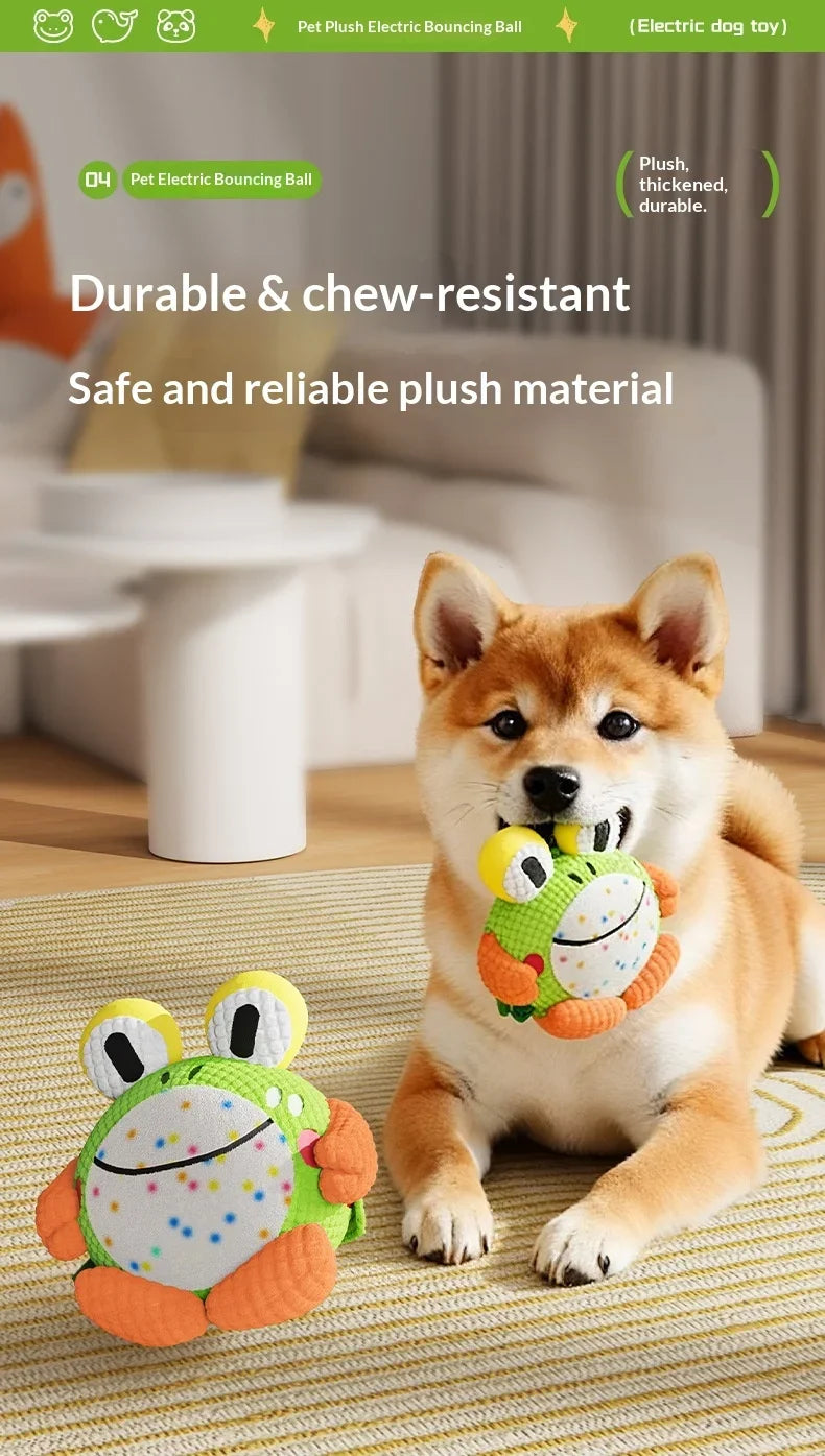 Kawaii Interactive Dog Toy Electric Plush Jumping Ball Squeaky Bite Resistant Self Entertaining Boredom Relief For Cute Dogs