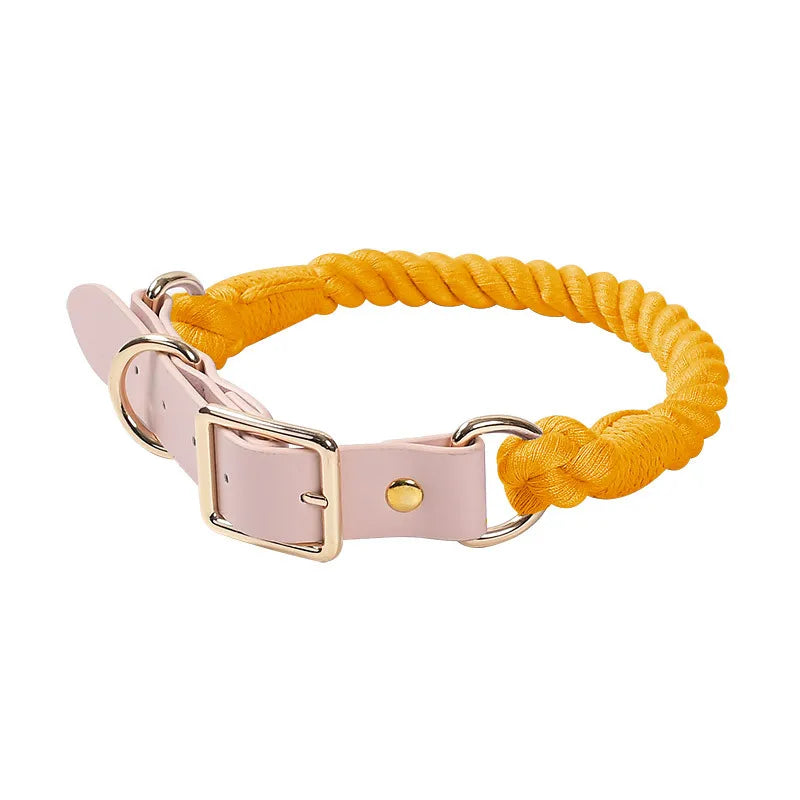 Wholesale Handmade Woven Colorful Pet Dog Leash Set Leather Dog Collar Supplies Cross-Border