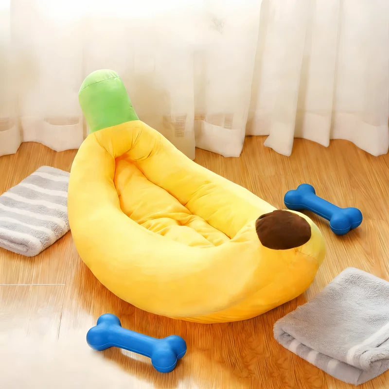 Banana Pet House Dog Cat Nest Warm Plush Toys Soft Plush Stuffed Cushion Creative Banana Home Living Room Decoration
