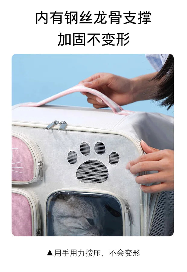 Cat bag out portable breathable lightweight large capacity pet supplies anti-stress space capsule double shoulder cat bag
