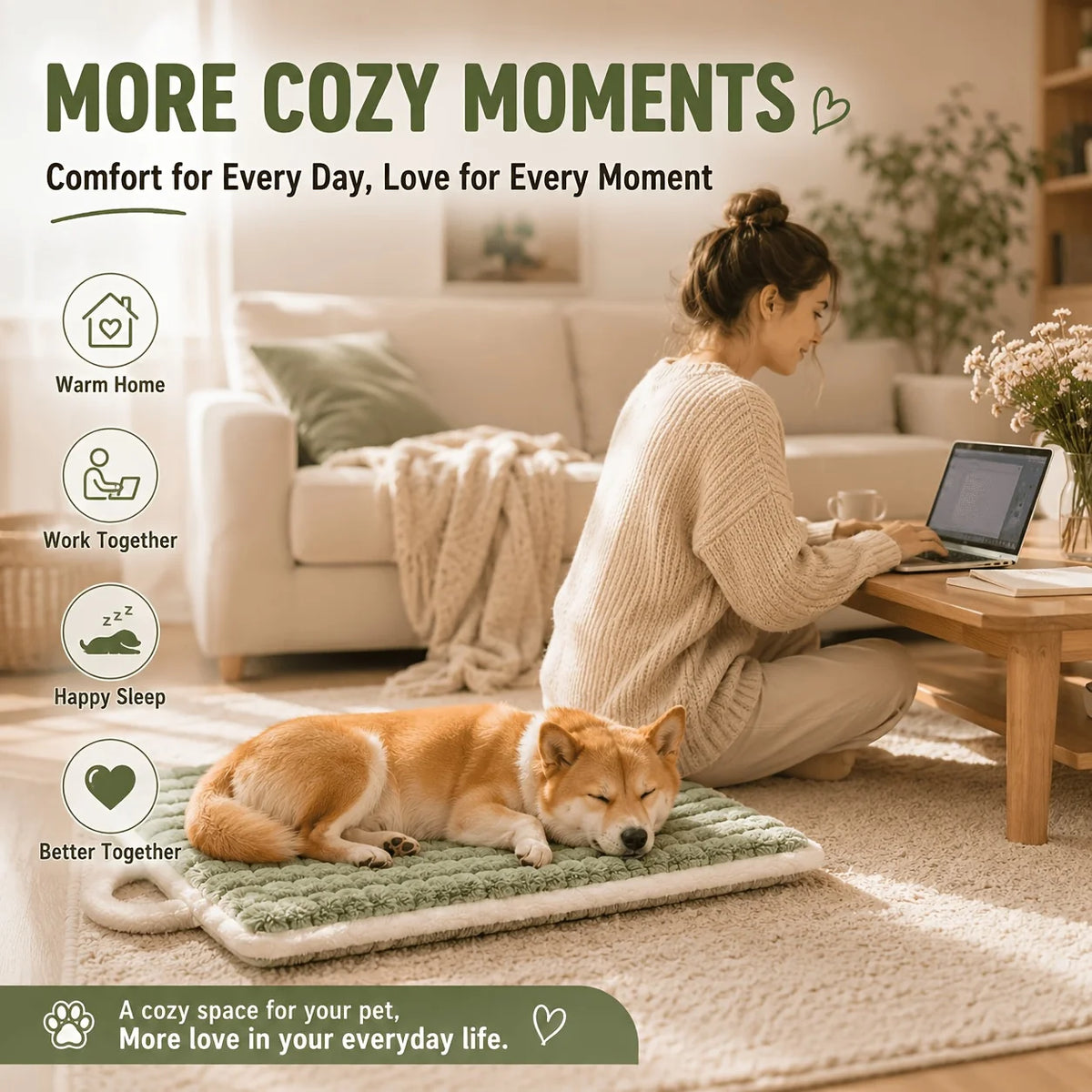 Pet Sleeping Mat Dog Bed Cat Litter Puppy Bed with Carry Handle Dog Sofa Lovely Mattress Cushion for Small Large Dog Blanket