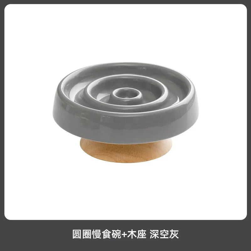 New Ceramic Cat Slow Food Bowl Anti‑choking Feeding Dish Small Dog Food Bowl Non‑slip Pet Supply Accessories For Puppy Kitten