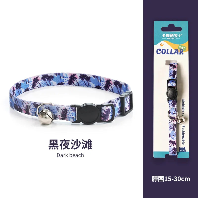 Cat Collar, Kitten Woven Necklace, Neck Collar with Bell, Anti-Choking, Adjustable, Comfortable, Safety Buckle, Pet Accessory