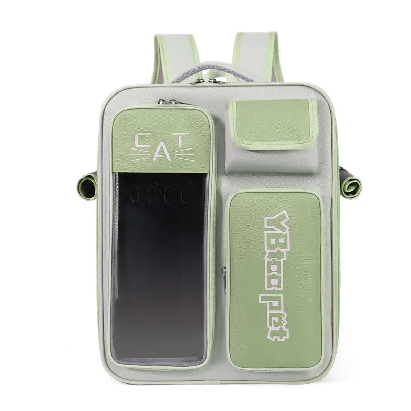 Cat bag, double shoulder, universal in all seasons, anti-stress portable breathable pet bag, portable when going out in summer