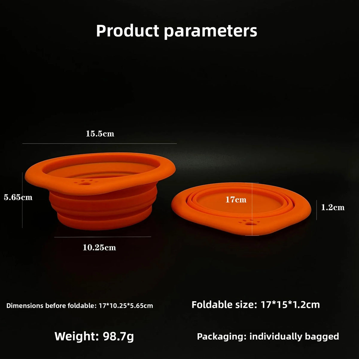 1/3PC Portable Collapsible Silicone Dog Cat Bowl Round Foldable Travel Food Water Bowl for Outdoor Feeding with Carabiner