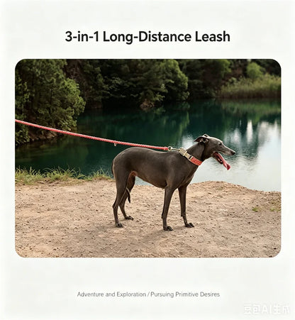 Hand-Woven Dog Collar and Leash Set Adjustable PU Leather Pet Collar Strong Climbing Rope Dog Lead for Small Medium Large Dogs