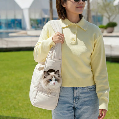 New Pet Portable Travel Bag Fluffy Padded Cloud Slings Shoulder Bag Large Side Hole Space Outdoor Carrier for Small Cat Dog