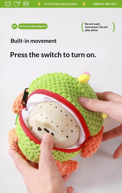 Kawaii Interactive Dog Toy Electric Plush Jumping Ball Squeaky Bite Resistant Self Entertaining Boredom Relief For Cute Dogs