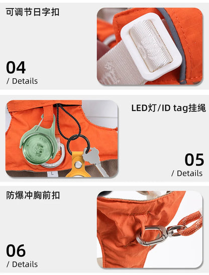 Dog leash, anti-shock dog chain, outdoor dog walking leash, detachable pet harness