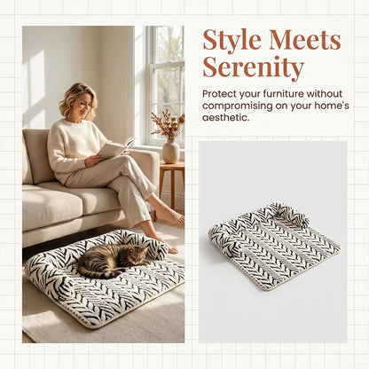 Pet Sofa Bed Mat with Side Bolsters Dog Cat Bed Soft Fluffy Anti-slip Couch Protector Sleeping Cushion for Small Medium Dogs Cat