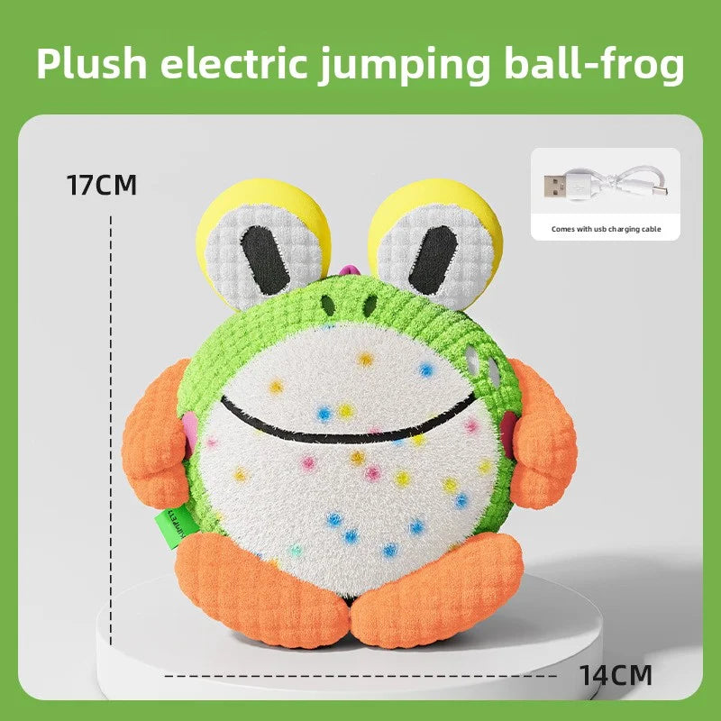 Kawaii Interactive Dog Toy Electric Plush Jumping Ball Squeaky Bite Resistant Self Entertaining Boredom Relief For Cute Dogs