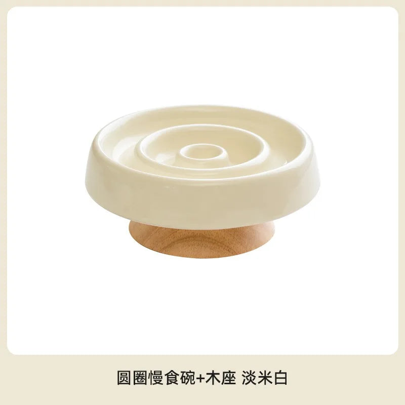 New Ceramic Cat Slow Food Bowl Anti‑choking Feeding Dish Small Dog Food Bowl Non‑slip Pet Supply Accessories For Puppy Kitten