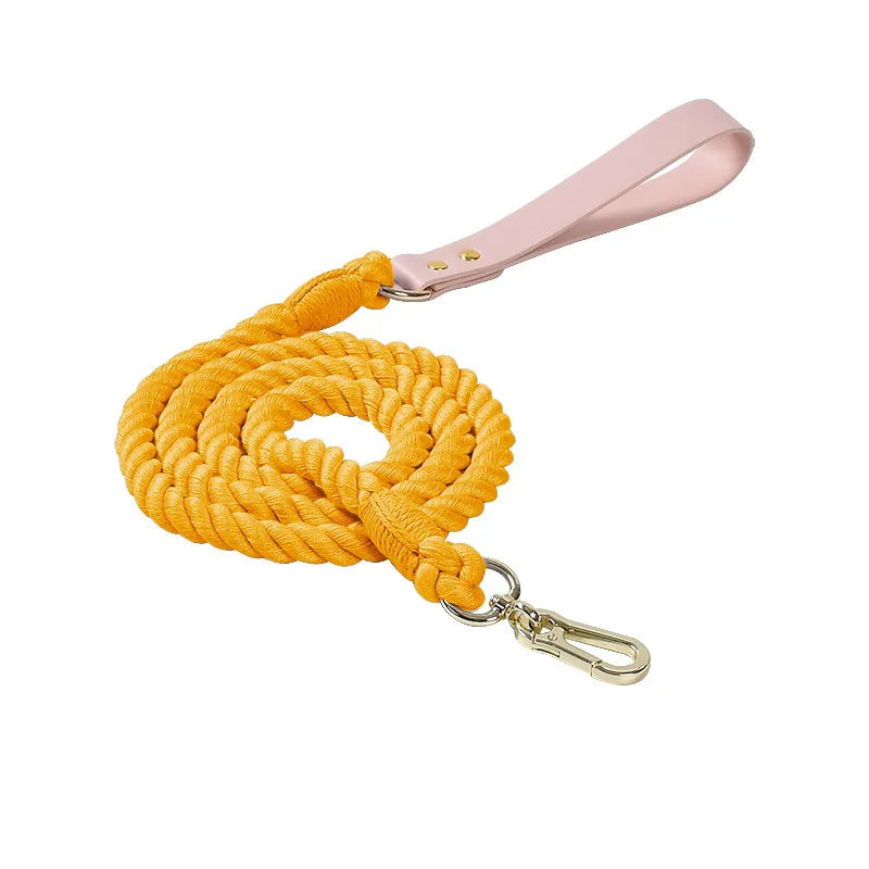 Wholesale Handmade Woven Colorful Pet Dog Leash Set Leather Dog Collar Supplies Cross-Border