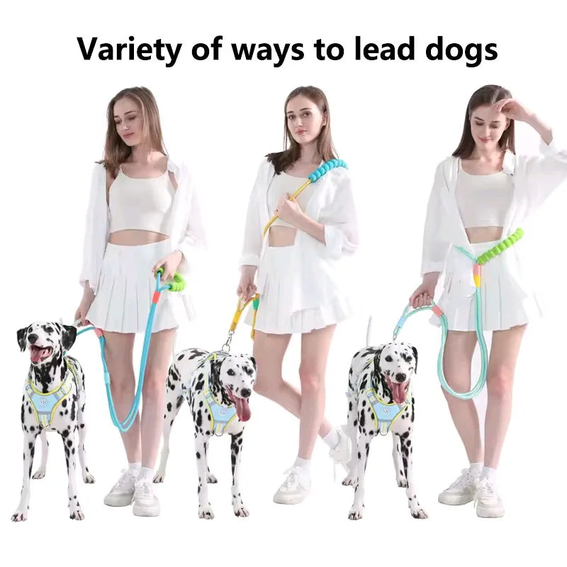 Dopamine Colorful No Pull Anti Explosion Impact Dog Leash Heavy Duty Shock Absorb Training Outdoor Walking Rope For Large Dogs