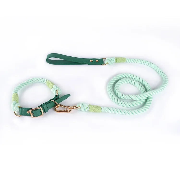 Loudik Woven Cotton Rope Pet Dog Traction Rope Collar Set Dog Rope Medium and Large Dog Pet Supplies Outgoing Puppy Accessories