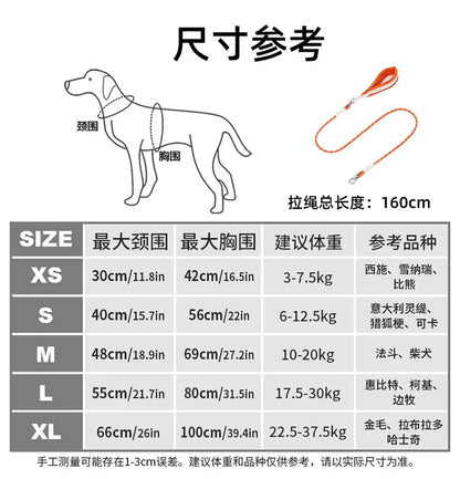 Dog leash, anti-shock dog chain, outdoor dog walking leash, detachable pet harness