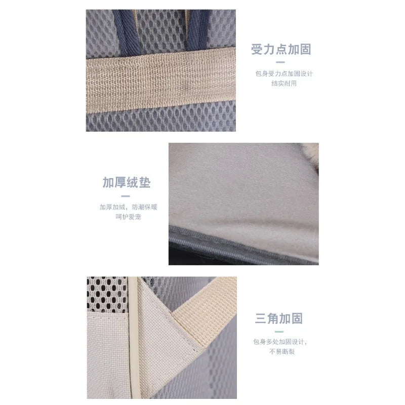 Cat bag, double shoulder, universal in all seasons, anti-stress portable breathable pet bag, portable when going out in summer