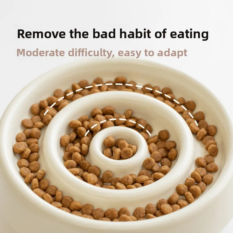 New Ceramic Cat Slow Food Bowl Anti‑choking Feeding Dish Small Dog Food Bowl Non‑slip Pet Supply Accessories For Puppy Kitten