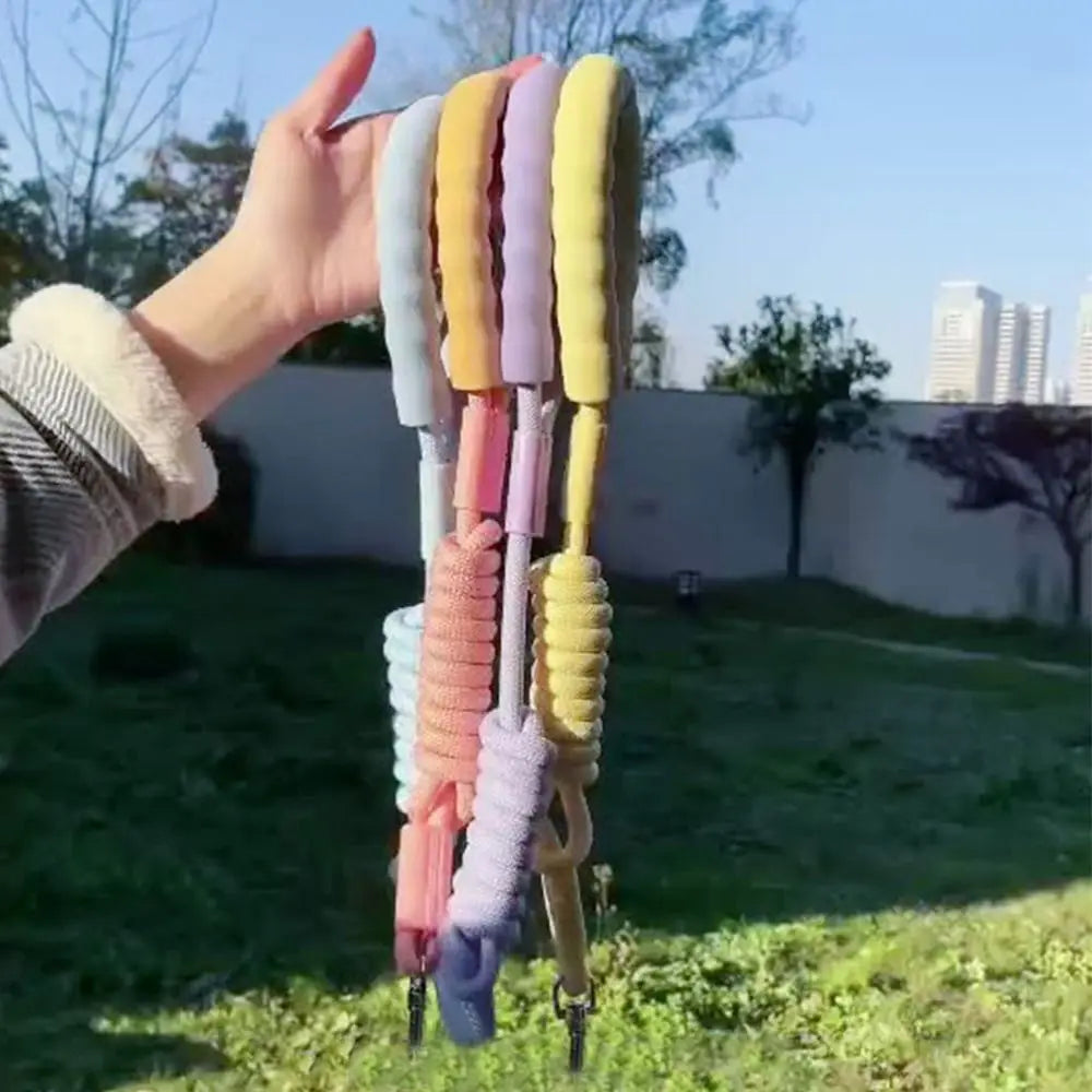 Universal Dopamine Dog Leashes with Cotton Handle Durable Dog Traction Rope Anti-Lost Nylon Pet Training Rope Outdoor
