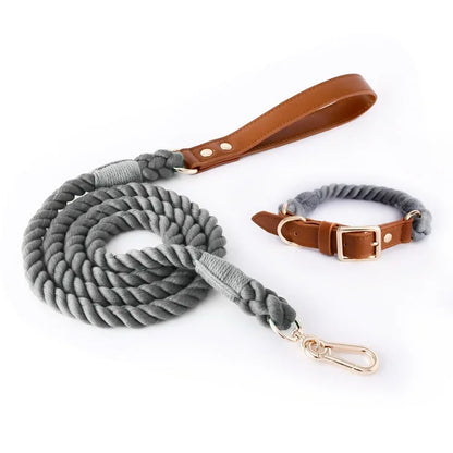 Loudik Woven Cotton Rope Pet Dog Traction Rope Collar Set Dog Rope Medium and Large Dog Pet Supplies Outgoing Puppy Accessories