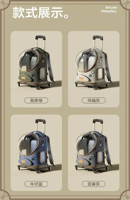 Pet trolley case cat bag going out portable dog going out box large capacity double shoulder pet space capsule cat backpack