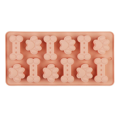 1Pcs Silicone Mold for Dog Biscuits Pink/Blue/Gray Dog Bone Paw Cookie Mold for Dog Treats Ice Cubes Chocolate And Cake Candy