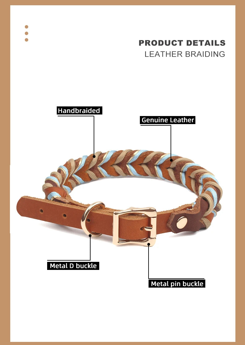 New Style Leather Leashes And Collars For You Dog Soft Nylon Braided Pet Shepherd Collar Medium Large Dogs Strong Pulling Set