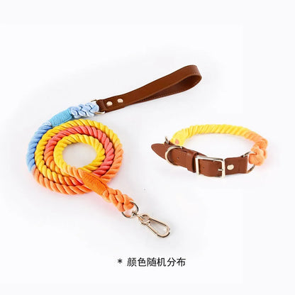 Loudik Woven Cotton Rope Pet Dog Traction Rope Collar Set Dog Rope Medium and Large Dog Pet Supplies Outgoing Puppy Accessories
