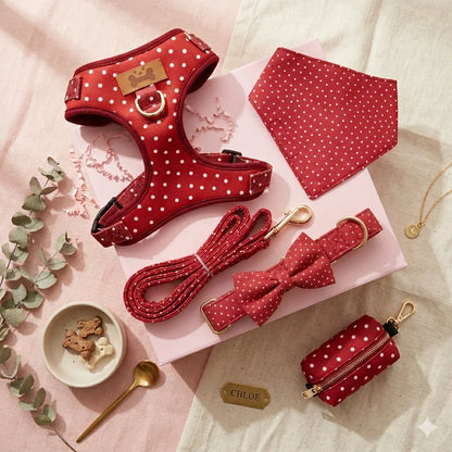 Personalized Strawberry Girly Dog Collar Flower with Matching Leash and Harness