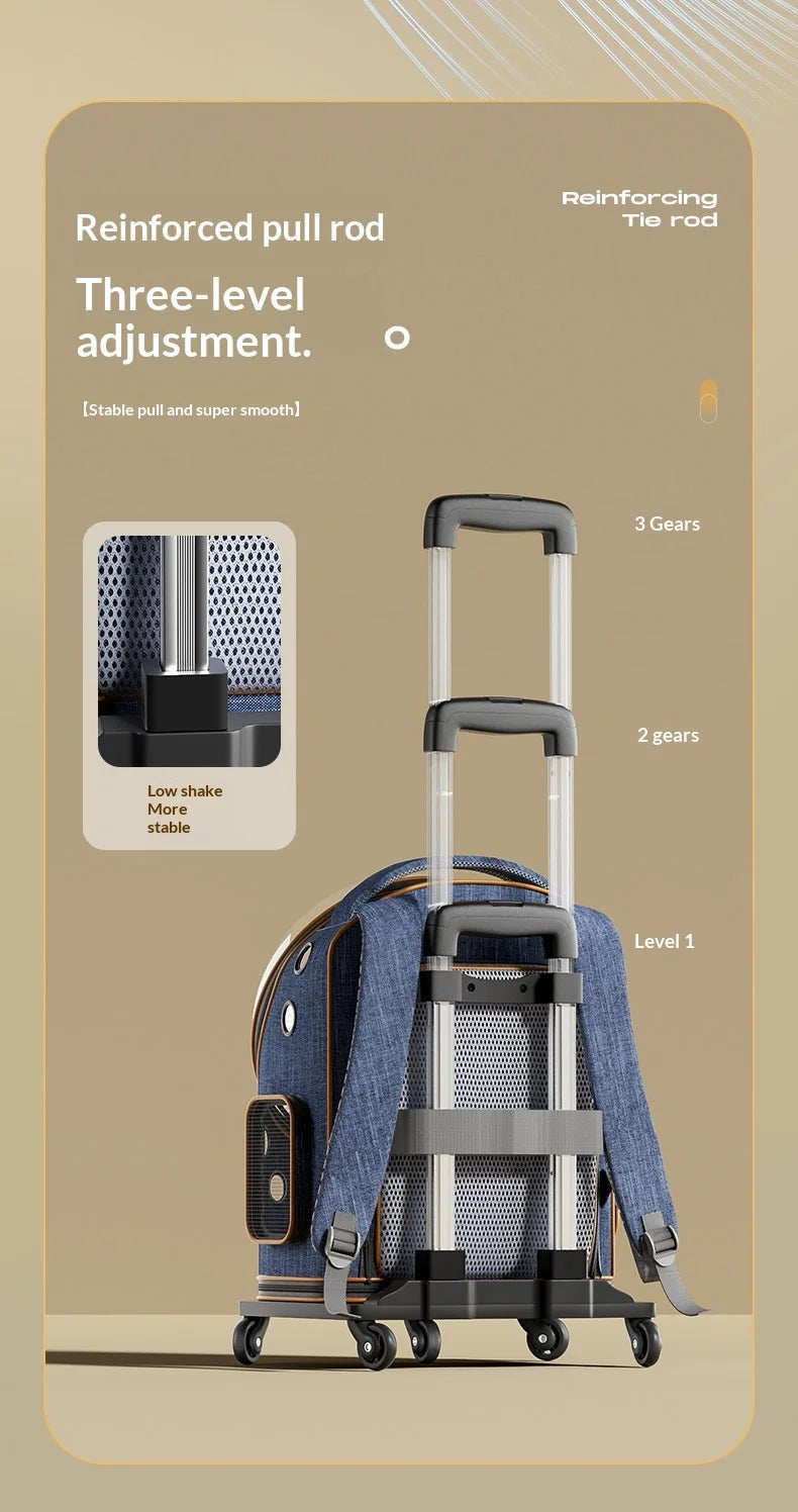 Large Pet Trolley Suitcase for Cats Dogs, Space Capsule Backpack for Outdoor Travel, Pet Accessory