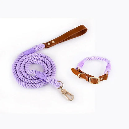 Loudik Woven Cotton Rope Pet Dog Traction Rope Collar Set Dog Rope Medium and Large Dog Pet Supplies Outgoing Puppy Accessories