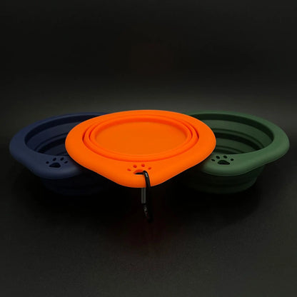 1/3PC Portable Collapsible Silicone Dog Cat Bowl Round Foldable Travel Food Water Bowl for Outdoor Feeding with Carabiner