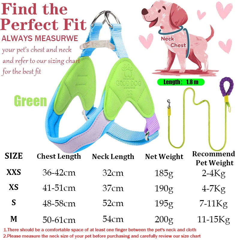 Waggle Galaxy – Colorblock Dog Harness & Leash Set