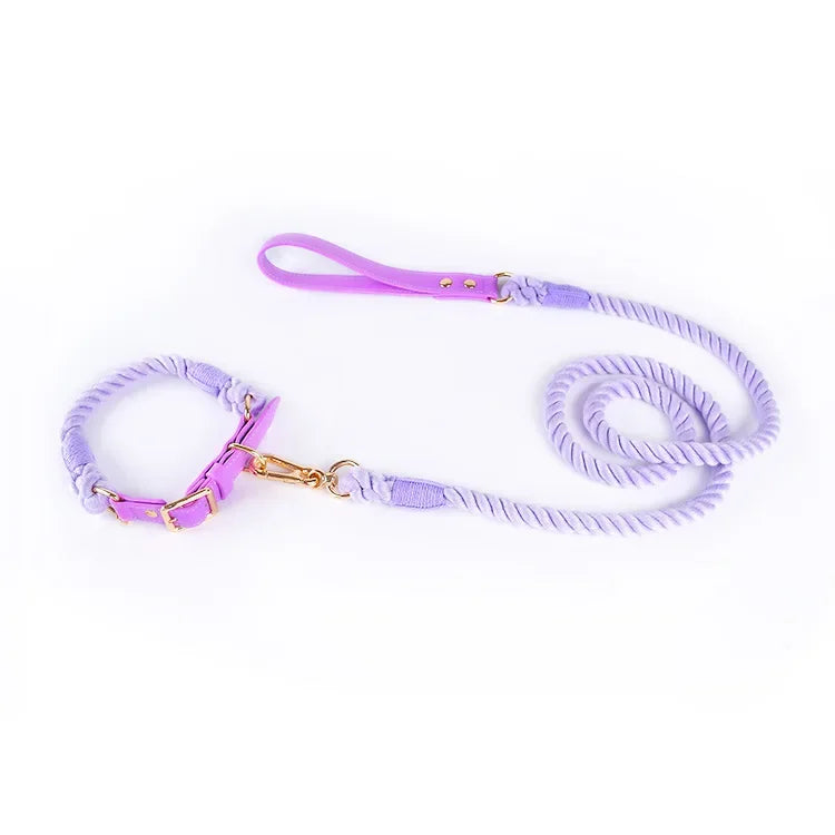 Loudik Woven Cotton Rope Pet Dog Traction Rope Collar Set Dog Rope Medium and Large Dog Pet Supplies Outgoing Puppy Accessories