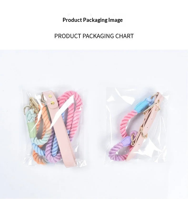 Wholesale Handmade Woven Colorful Pet Dog Leash Set Leather Dog Collar Supplies Cross-Border