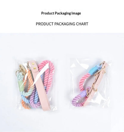 Wholesale Handmade Woven Colorful Pet Dog Leash Set Leather Dog Collar Supplies Cross-Border