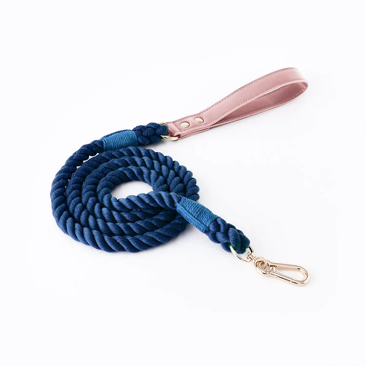 Wholesale Handmade Woven Colorful Pet Dog Leash Set Leather Dog Collar Supplies Cross-Border