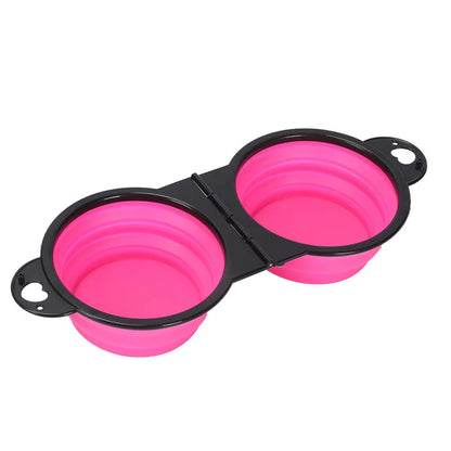 Pet Folding Bowl Convenient One Piece Outdoor Silicone Folding Double Bowl Outdoor Dog Water Feeding Bowl Dog Basin Pet Supplies