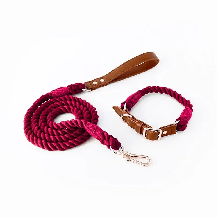 Loudik Woven Cotton Rope Pet Dog Traction Rope Collar Set Dog Rope Medium and Large Dog Pet Supplies Outgoing Puppy Accessories