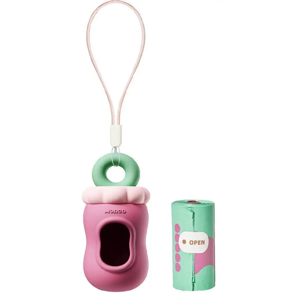 Flower Capsule Dog Poop Bag Dispenser Set Scented Portable Outdoor Walking Pet Waste Bag Holder For Dog Cat Litter Garbage Clean