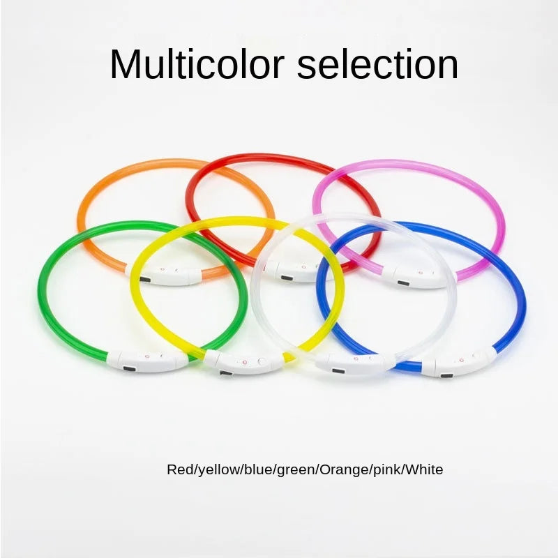 USB Rechargeable Fiber Optic Collar Pet Dog LED Light Collar Luminous Anti-Lost Dog Collar USB Rechargeable Dog Necklace Collar