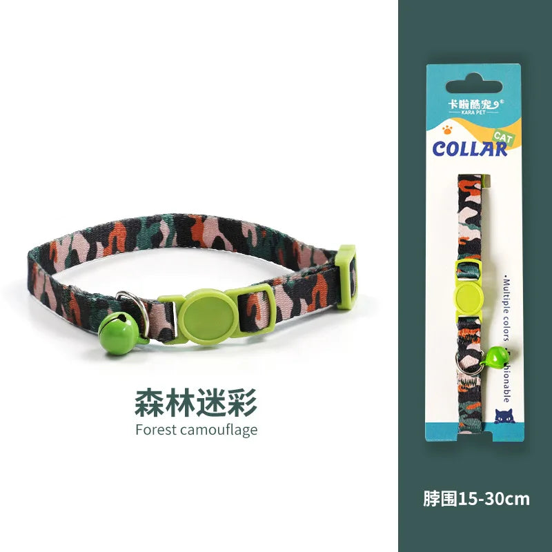 Cat Collar, Kitten Woven Necklace, Neck Collar with Bell, Anti-Choking, Adjustable, Comfortable, Safety Buckle, Pet Accessory