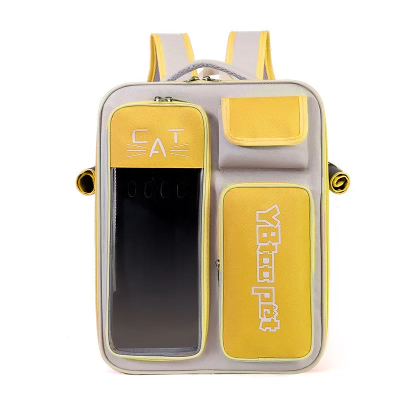 Cat bag, double shoulder, universal in all seasons, anti-stress portable breathable pet bag, portable when going out in summer
